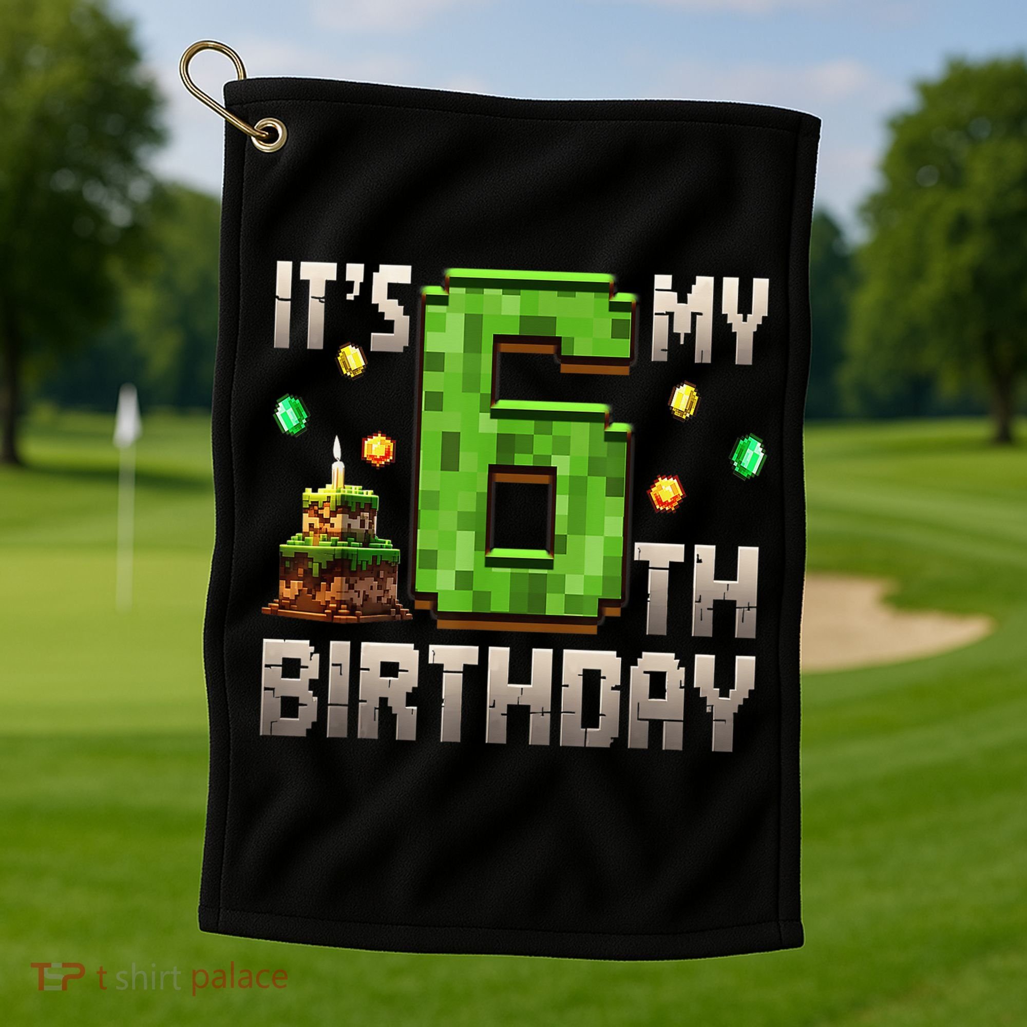 It'S My 6th Birthday 6 Year Old Gamer Pixel Birthday Boy Style Golf Towel