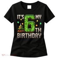It'S My 6th Birthday 6 Year Old Gamer Pixel Birthday Boy Style Women's T-Shirt thumb 0