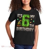 It'S My 6th Birthday 6 Year Old Gamer Pixel Birthday Boy Style Kids T-Shirt thumb 2