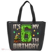 It'S My 6th Birthday 6 Year Old Gamer Pixel Birthday Boy Style Tote Bag thumb 0