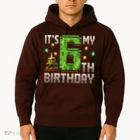 It'S My 6th Birthday 6 Year Old Gamer Pixel Birthday Boy Style Hoodie thumb 2