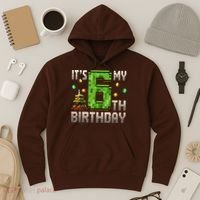 It'S My 6th Birthday 6 Year Old Gamer Pixel Birthday Boy Style Hoodie thumb 3