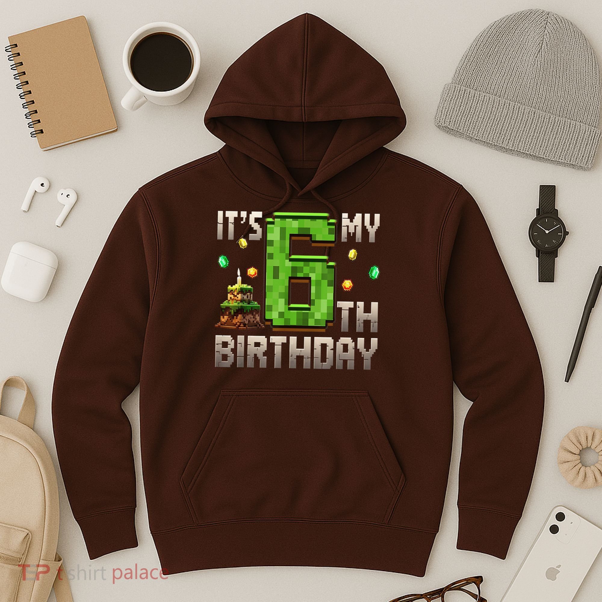 It'S My 6th Birthday 6 Year Old Gamer Pixel Birthday Boy Style Hoodie
