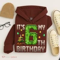 It'S My 6th Birthday 6 Year Old Gamer Pixel Birthday Boy Style Hoodie thumb 4