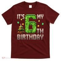 It'S My 6th Birthday 6 Year Old Gamer Pixel Birthday Boy Style T-Shirt thumb 0