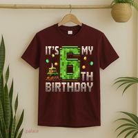 It'S My 6th Birthday 6 Year Old Gamer Pixel Birthday Boy Style T-Shirt thumb 2