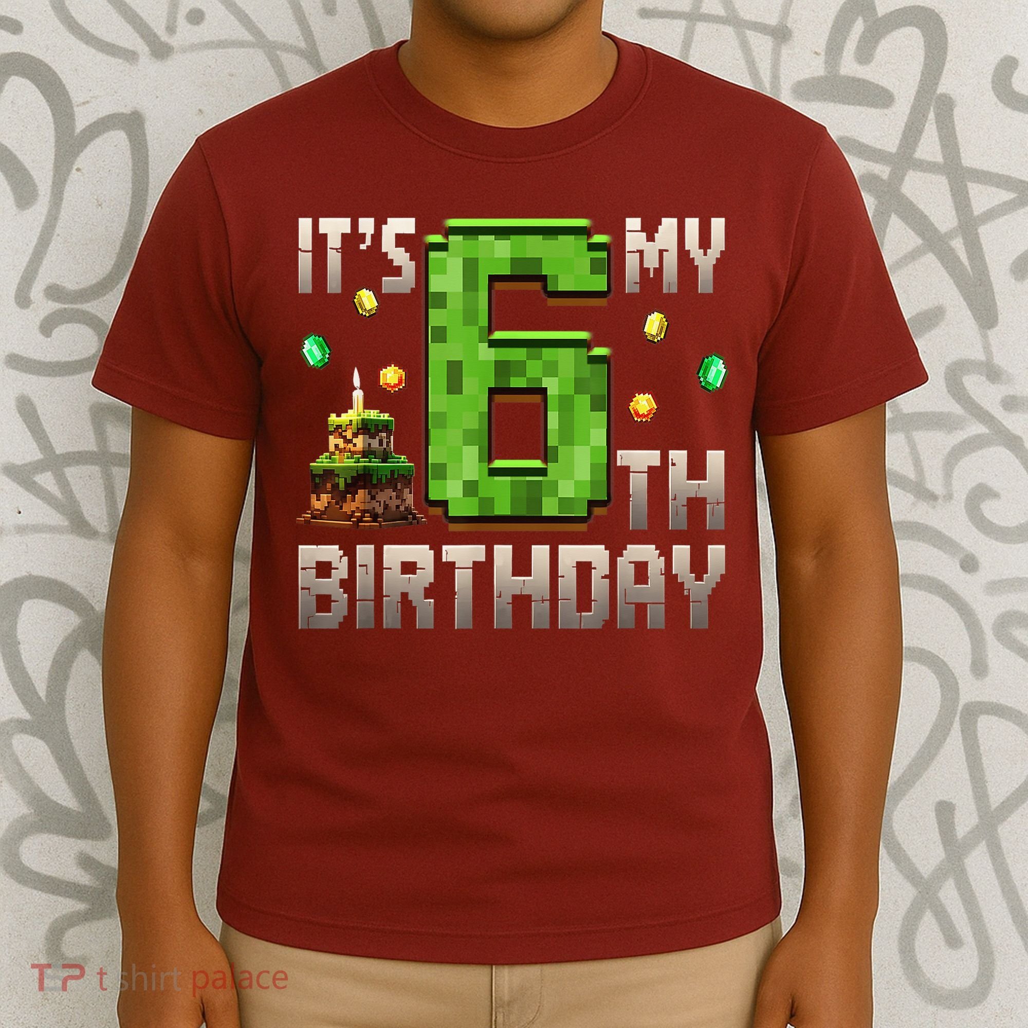 It'S My 6th Birthday 6 Year Old Gamer Pixel Birthday Boy Style T-Shirt