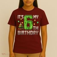 It'S My 6th Birthday 6 Year Old Gamer Pixel Birthday Boy Style T-Shirt thumb 4