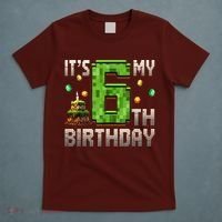 It'S My 6th Birthday 6 Year Old Gamer Pixel Birthday Boy Style T-Shirt thumb 5