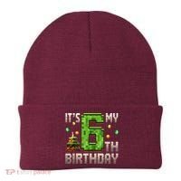 It'S My 6th Birthday 6 Year Old Gamer Pixel Birthday Boy Style Beanie thumb 0