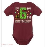 It'S My 6th Birthday 6 Year Old Gamer Pixel Birthday Boy Style Baby Bodysuit thumb 0