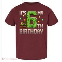 It'S My 6th Birthday 6 Year Old Gamer Pixel Birthday Boy Style Toddler T-Shirt thumb 0