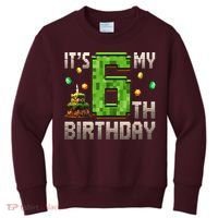 It'S My 6th Birthday 6 Year Old Gamer Pixel Birthday Boy Style Kids Sweatshirt thumb 0