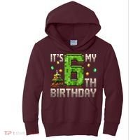 It'S My 6th Birthday 6 Year Old Gamer Pixel Birthday Boy Style Kids Hoodie thumb 0