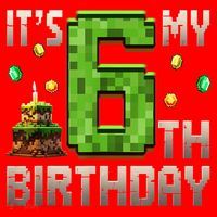 It'S My 6th Birthday 6 Year Old Gamer Pixel Birthday Boy Style Santa Hat thumb 1