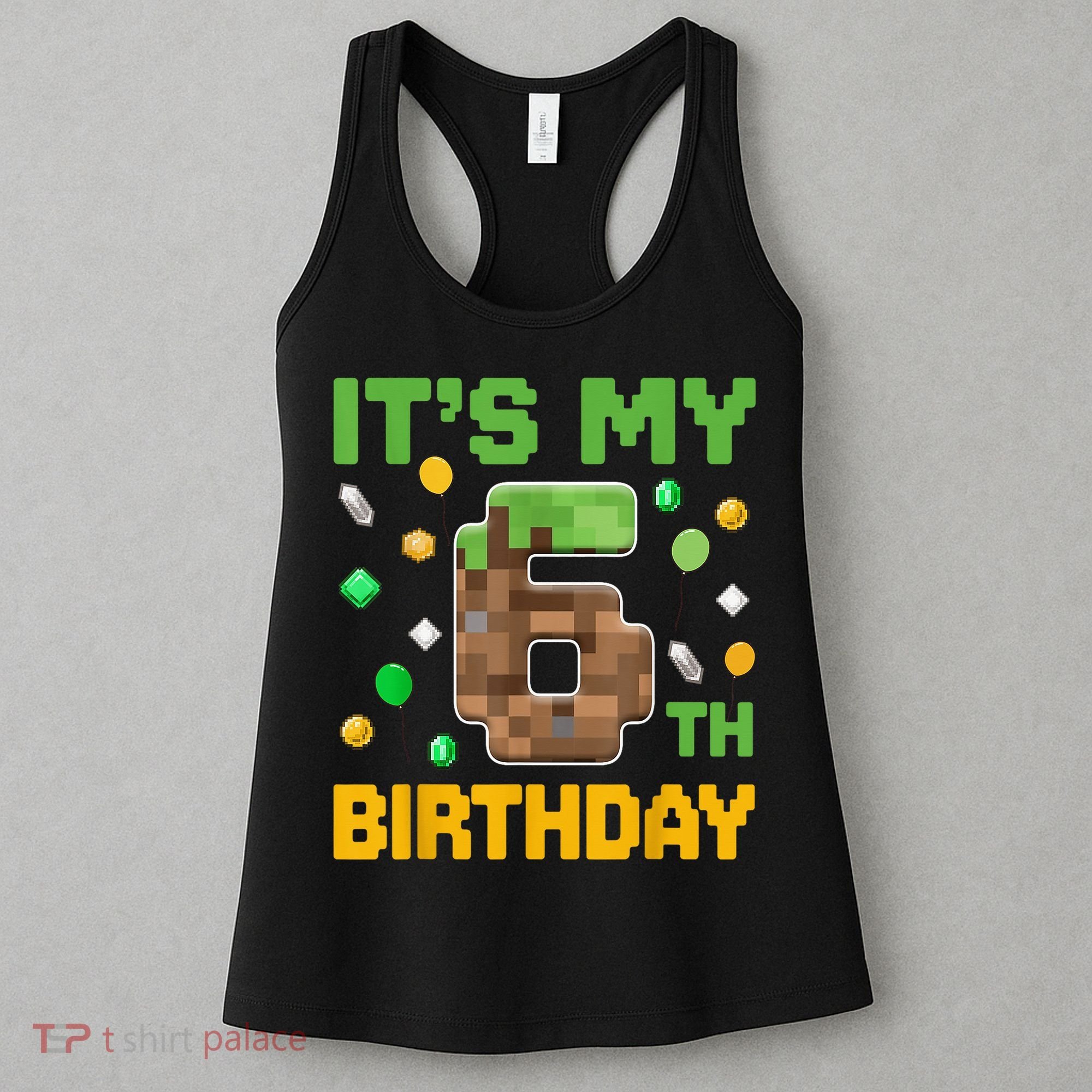 It'S My 6th Birthday Video Game Pixel Birthday Boy Women's Tank Top