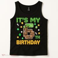 It'S My 6th Birthday Video Game Pixel Birthday Boy Tank Top thumb 2