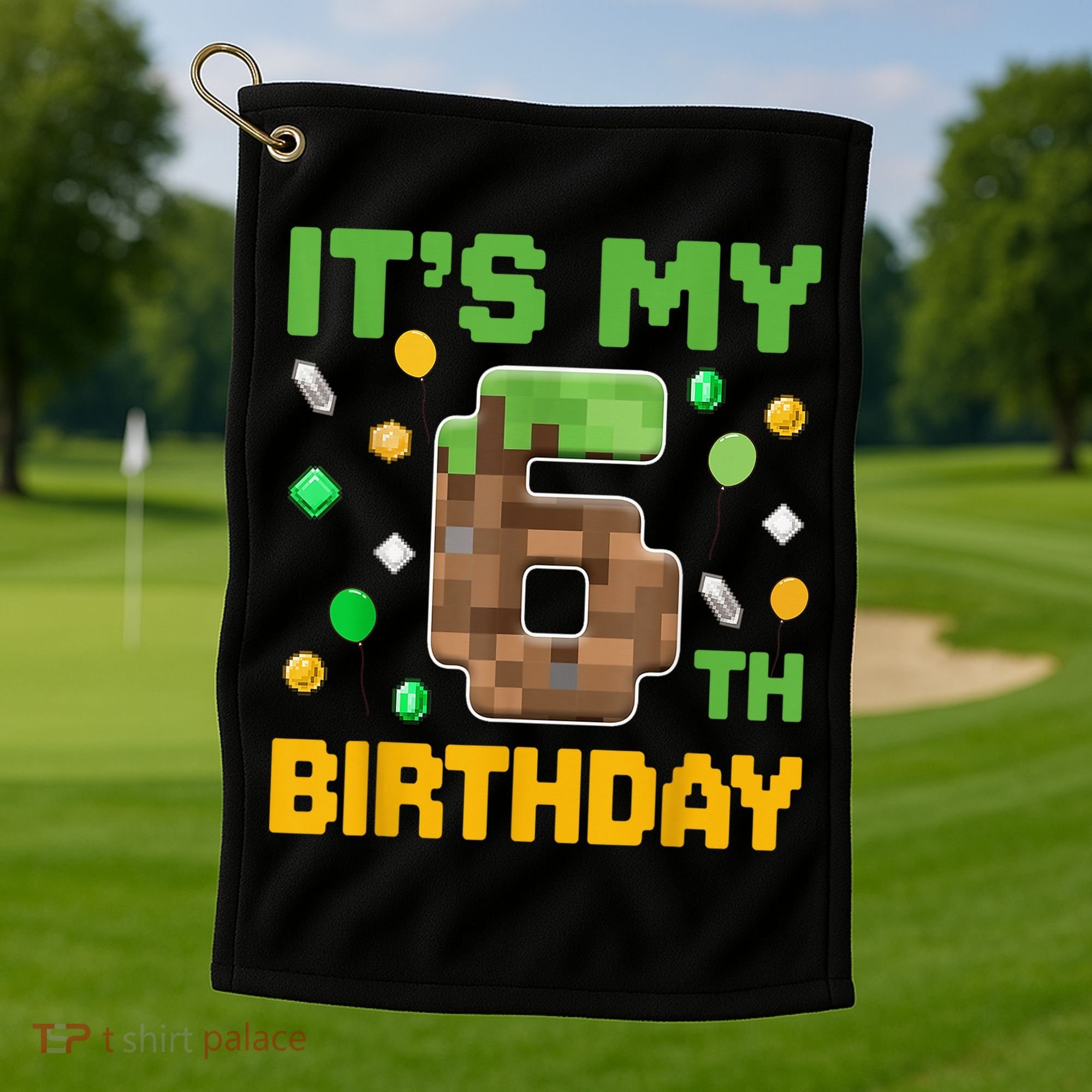 It'S My 6th Birthday Video Game Pixel Birthday Boy Golf Towel