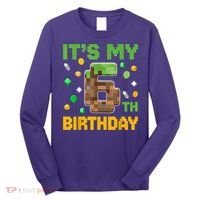 It'S My 6th Birthday Video Game Pixel Birthday Boy Long Sleeve Shirt thumb 0