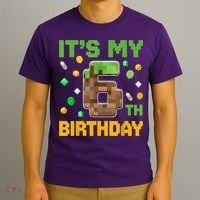 It'S My 6th Birthday Video Game Pixel Birthday Boy T-Shirt thumb 3