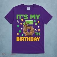 It'S My 6th Birthday Video Game Pixel Birthday Boy T-Shirt thumb 5