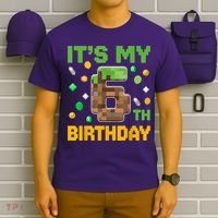 It'S My 6th Birthday Video Game Pixel Birthday Boy T-Shirt thumb 6