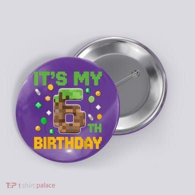 It'S My 6th Birthday Video Game Pixel Birthday Boy Button