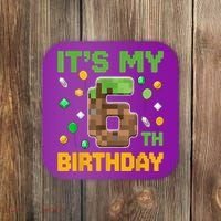 It'S My 6th Birthday Video Game Pixel Birthday Boy Coaster thumb 0