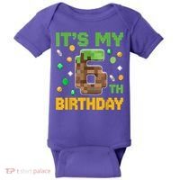 It'S My 6th Birthday Video Game Pixel Birthday Boy Baby Bodysuit thumb 0