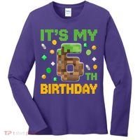 It'S My 6th Birthday Video Game Pixel Birthday Boy Women's Long Sleeve Shirt thumb 0