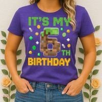 It'S My 6th Birthday Video Game Pixel Birthday Boy Women's T-Shirt thumb 2