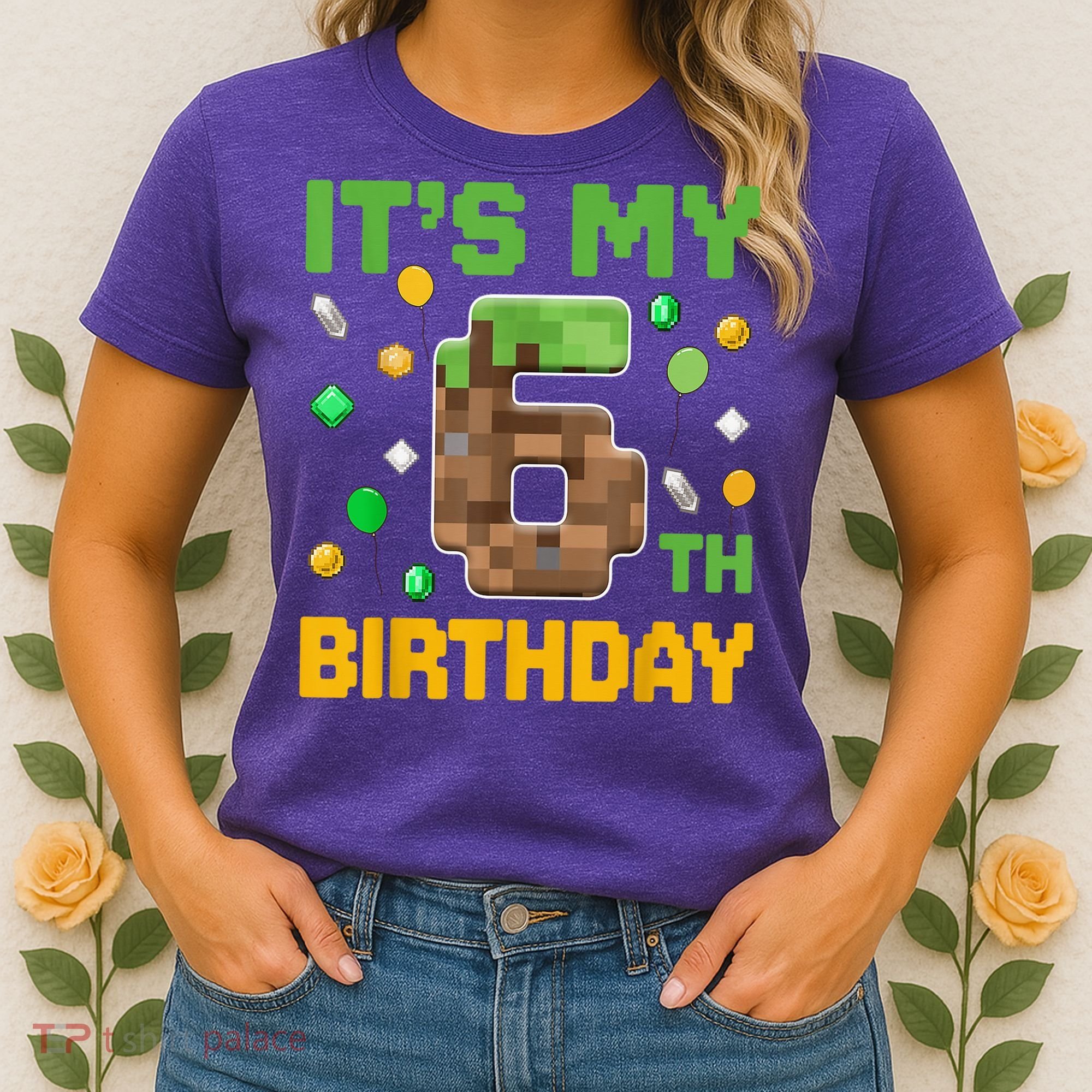 It'S My 6th Birthday Video Game Pixel Birthday Boy Women's T-Shirt
