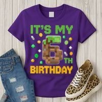 It'S My 6th Birthday Video Game Pixel Birthday Boy Women's T-Shirt thumb 3