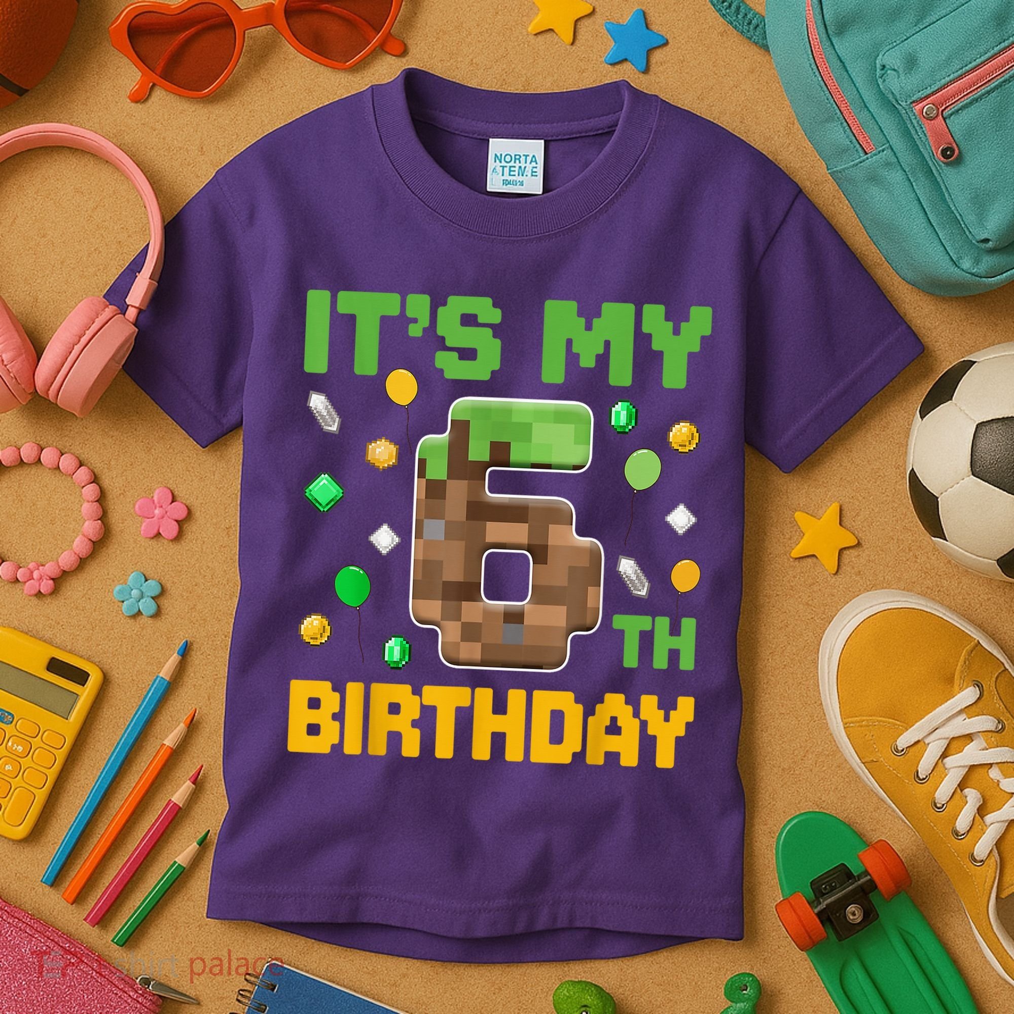 It'S My 6th Birthday Video Game Pixel Birthday Boy Kids T-Shirt