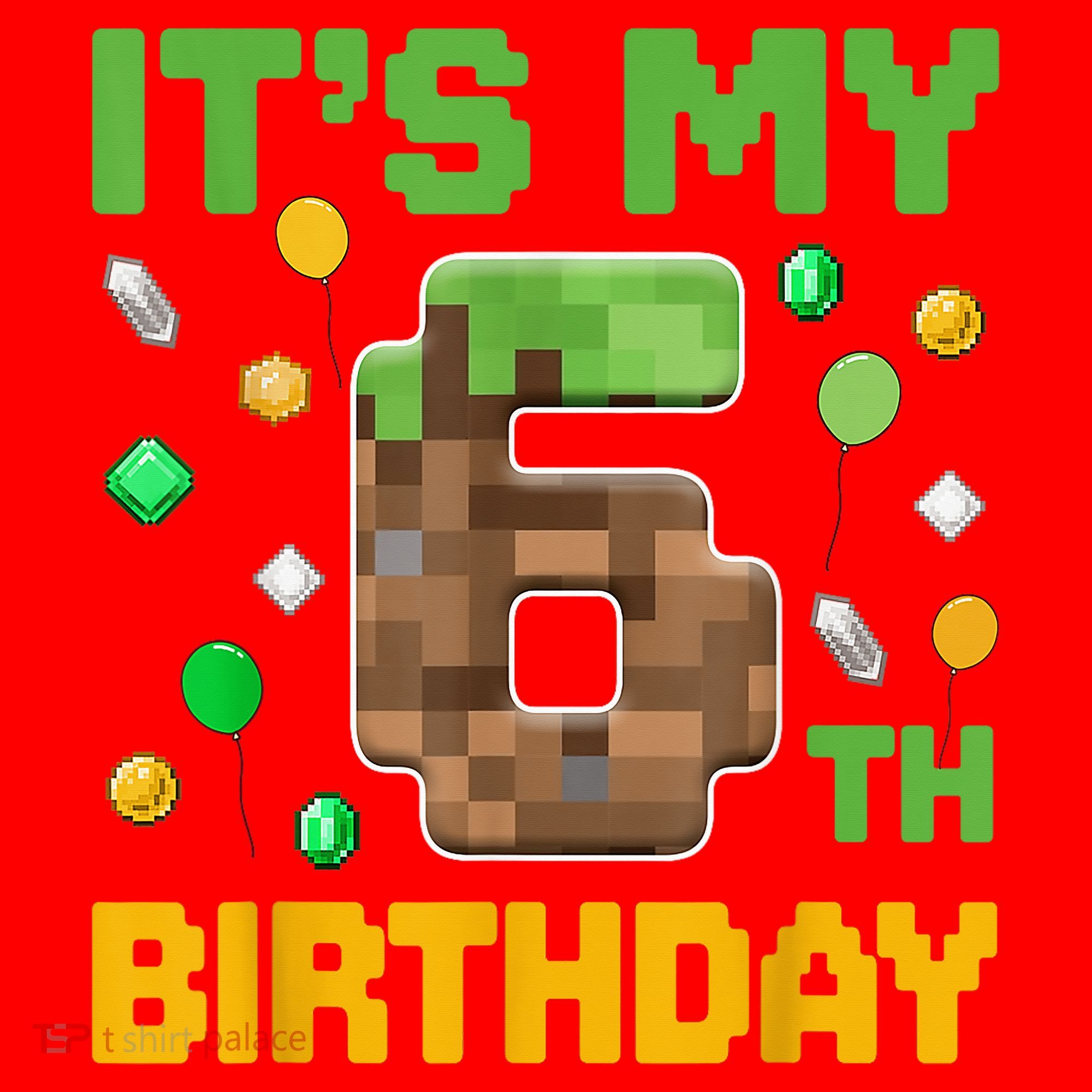 It'S My 6th Birthday Video Game Pixel Birthday Boy Santa Hat