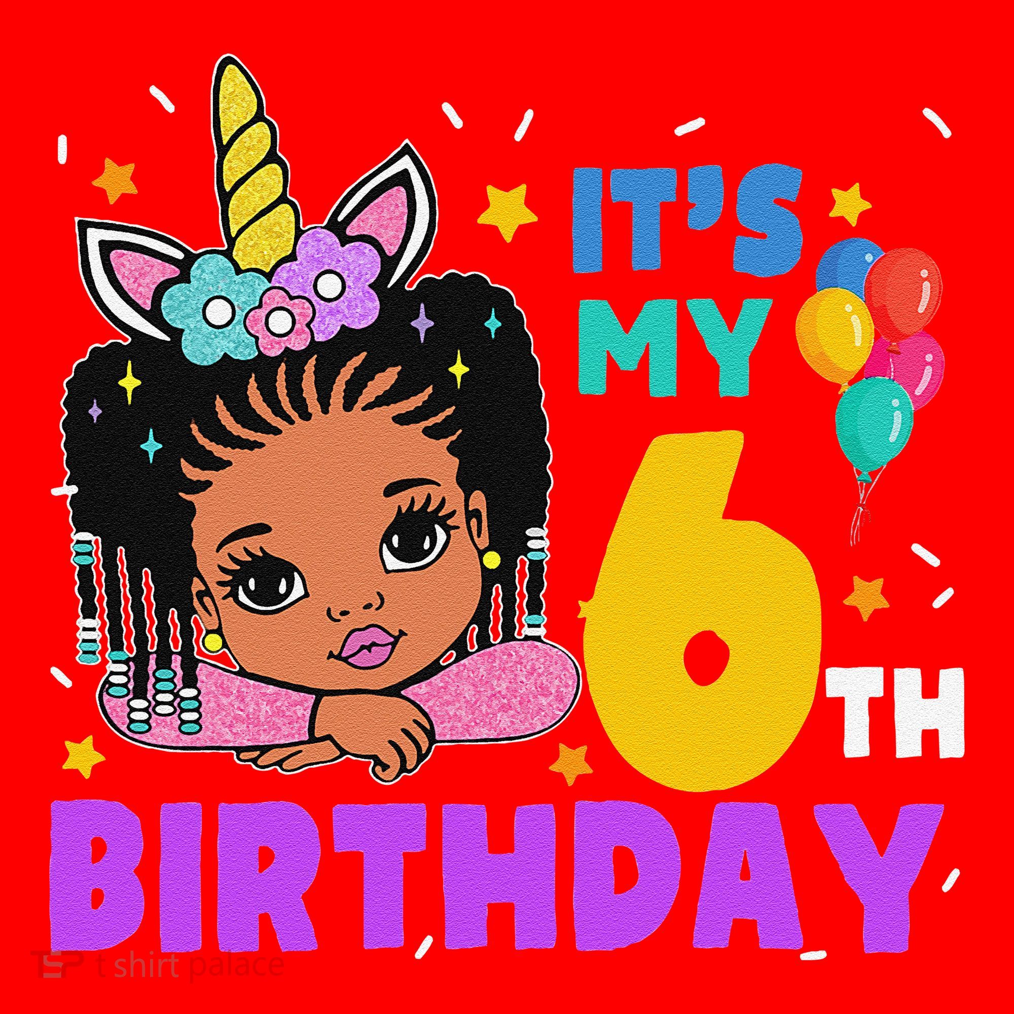 ItS My 6th Birthday African American Black Girl Melanin Santa Hat