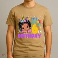 ItS My 6th Birthday African American Black Girl Melanin T-Shirt thumb 3