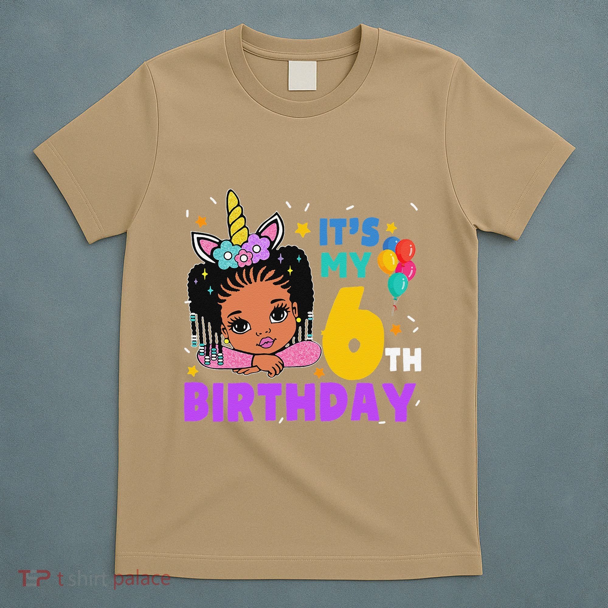 ItS My 6th Birthday African American Black Girl Melanin T-Shirt