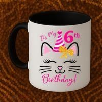 Its My 6th Birthday Funny Cat Birthday 6 Year Old Coffee Mug thumb 2