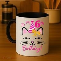 Its My 6th Birthday Funny Cat Birthday 6 Year Old Coffee Mug thumb 4