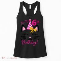 Its My 6th Birthday Funny Cat Birthday 6 Year Old Women's Tank Top thumb 0