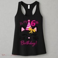 Its My 6th Birthday Funny Cat Birthday 6 Year Old Women's Tank Top thumb 3