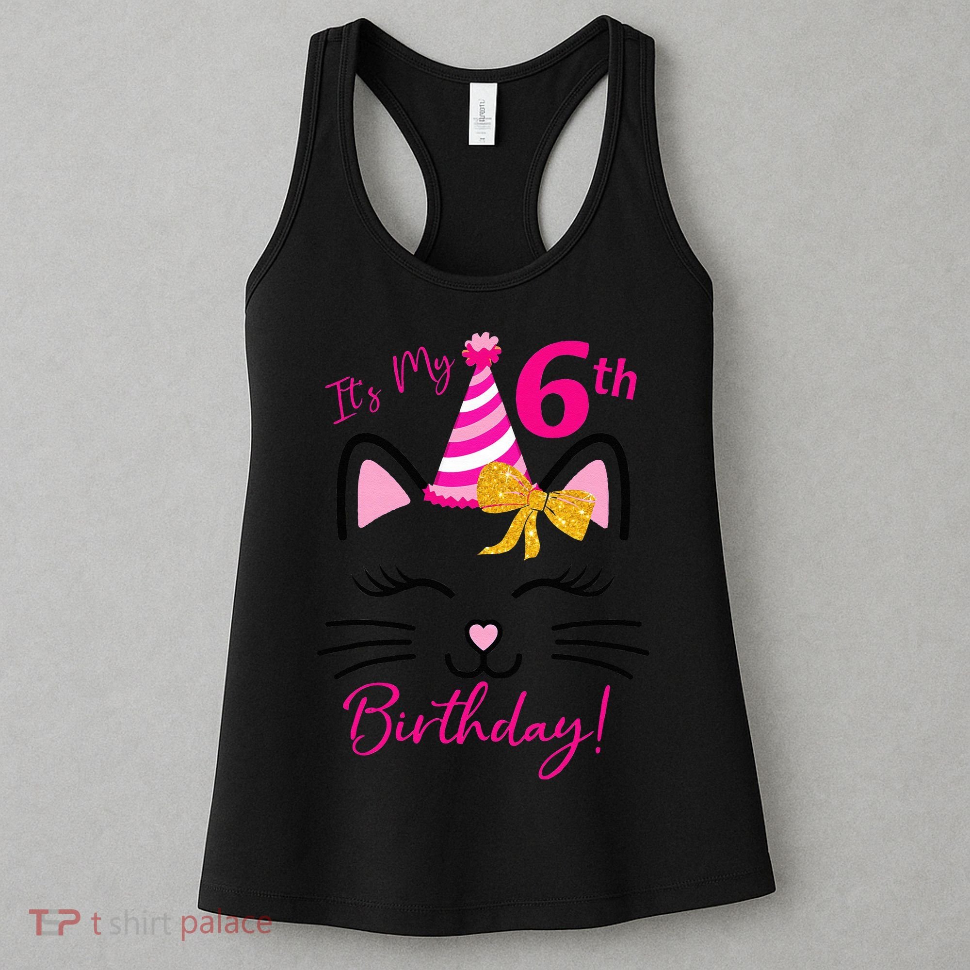 Its My 6th Birthday Funny Cat Birthday 6 Year Old Women's Tank Top