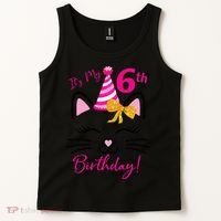 Its My 6th Birthday Funny Cat Birthday 6 Year Old Tank Top thumb 2