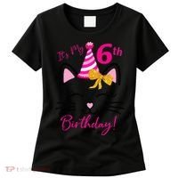 Its My 6th Birthday Funny Cat Birthday 6 Year Old Women's T-Shirt thumb 0