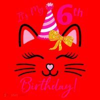 Its My 6th Birthday Funny Cat Birthday 6 Year Old Santa Hat thumb 1
