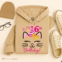 Its My 6th Birthday Funny Cat Birthday 6 Year Old Hoodie thumb 4