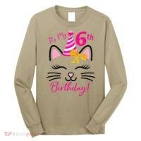 Its My 6th Birthday Funny Cat Birthday 6 Year Old Long Sleeve Shirt thumb 0