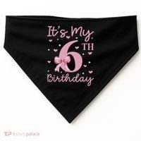 It's My 6th Birthday Girl Coquette Bow 6 Years Old USA-Made Doggie Bandana thumb 0