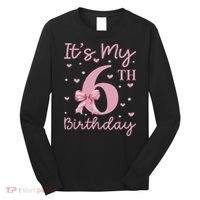 It's My 6th Birthday Girl Coquette Bow 6 Years Old Long Sleeve Shirt thumb 0